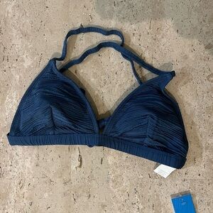 CUPSHE Bikini Set Crisscross Back Tie Blue Zebra Textured Size Medium